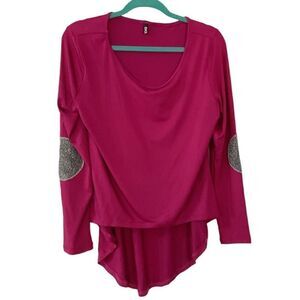BKE Fuchsia Hi-Lo Jersey with Silver Elbow Patches XL